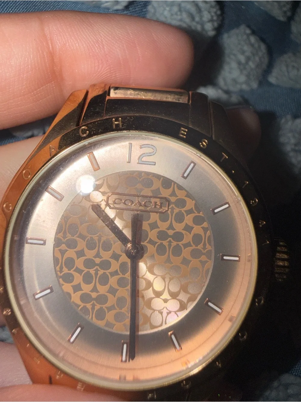 Coach Rose Gold Signature Pattern Bracelet Watch
